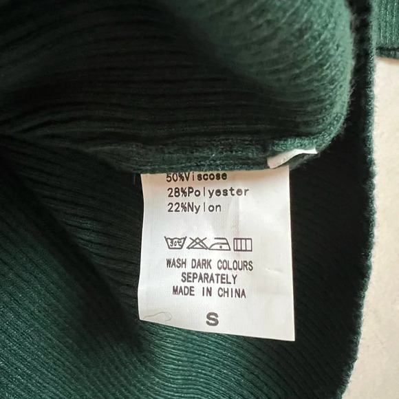 LILLUSORY Womens Rib Knit Sweaters One Shoulder Pullover Top Sweater Green Sz S - Picture 9 of 9